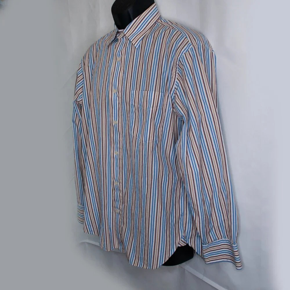 J Crew Striped Button Down Shirt Mens M 15 15.5 Long Sleeve Pocket Office NN12